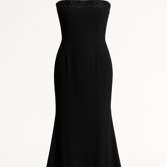 Vintage Ralph Lauren Strapless Beaded Gown (Black, Subtle Train) — Size 8 - Picture 1 of 5